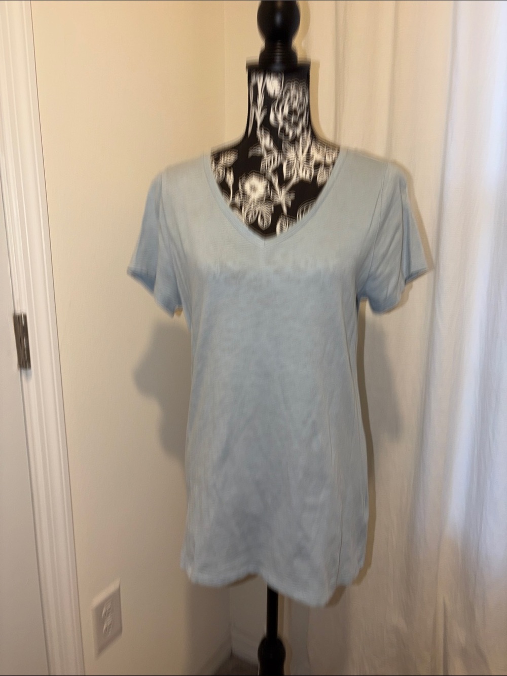 Sonoma Cotton Pale Blue V-Neck Short Sleeve Tee